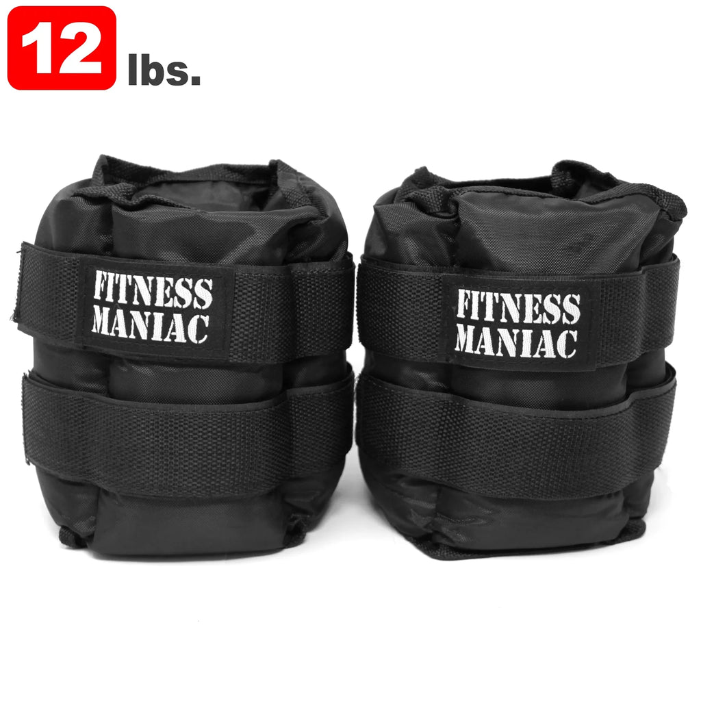 Fitness Maniac Ankle Weights Leg Resistant Adjustable Strap Home Gym Strength Training 12 lbs