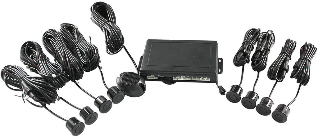 Boyo  Rear 4 and Front 4 Parking Sensors with Waterproof Connector, Black