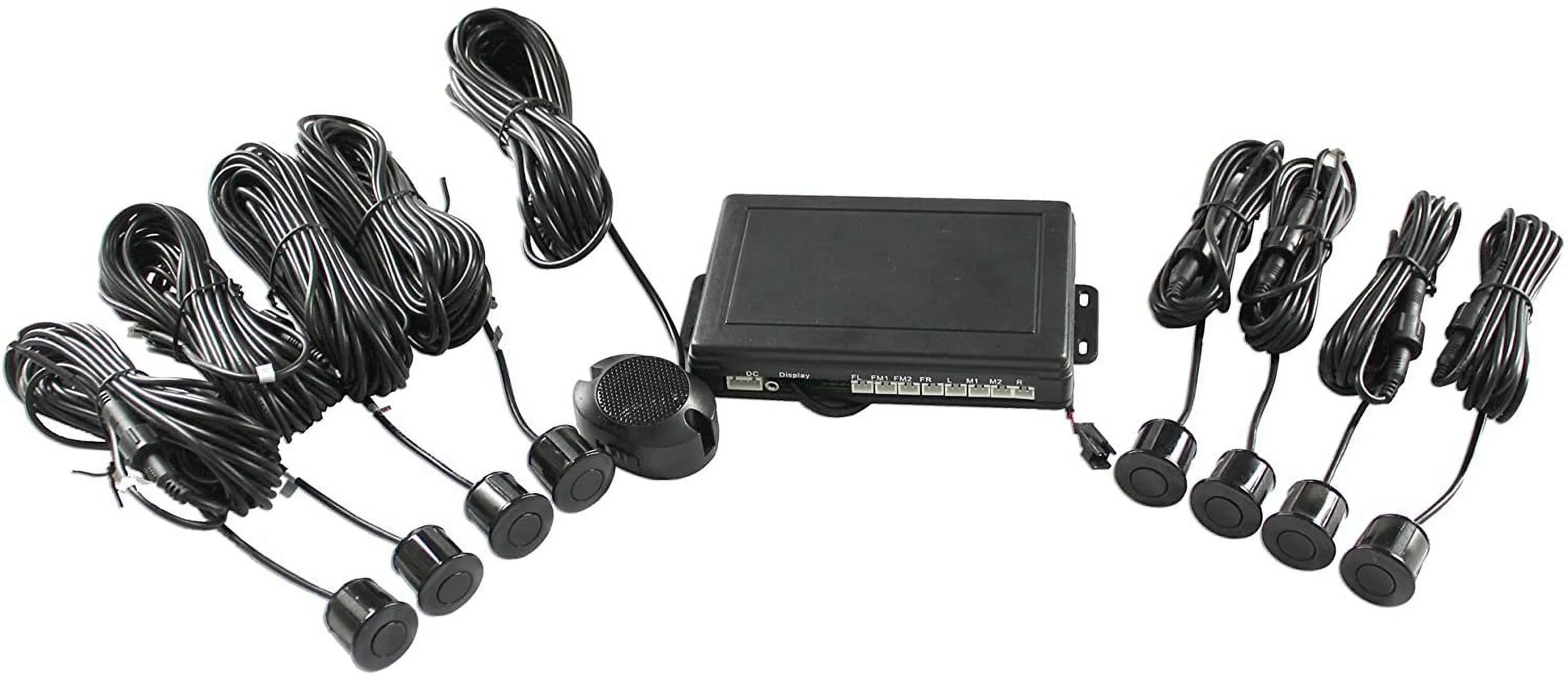 Boyo  Rear 4 and Front 4 Parking Sensors with Waterproof Connector, Black