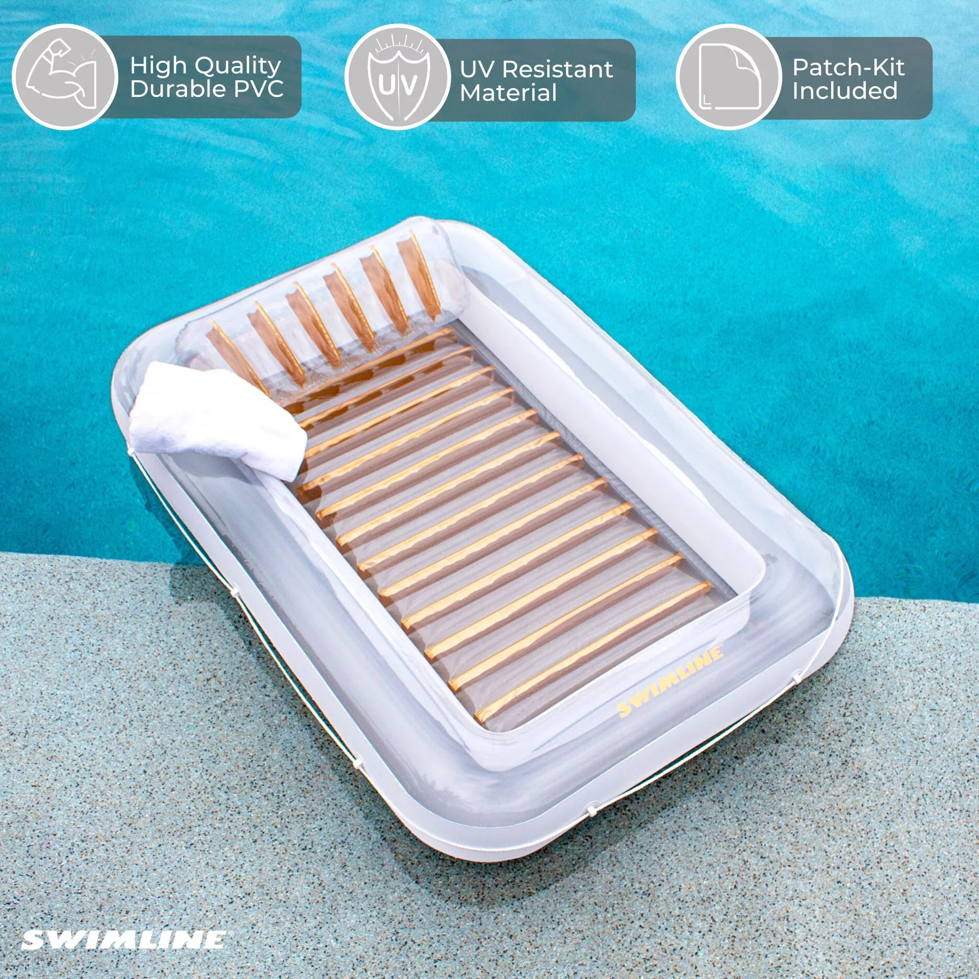 Swimline Luxe Edition Inflatable Suntan Tub Floating Pool Lounger, 3 Pack