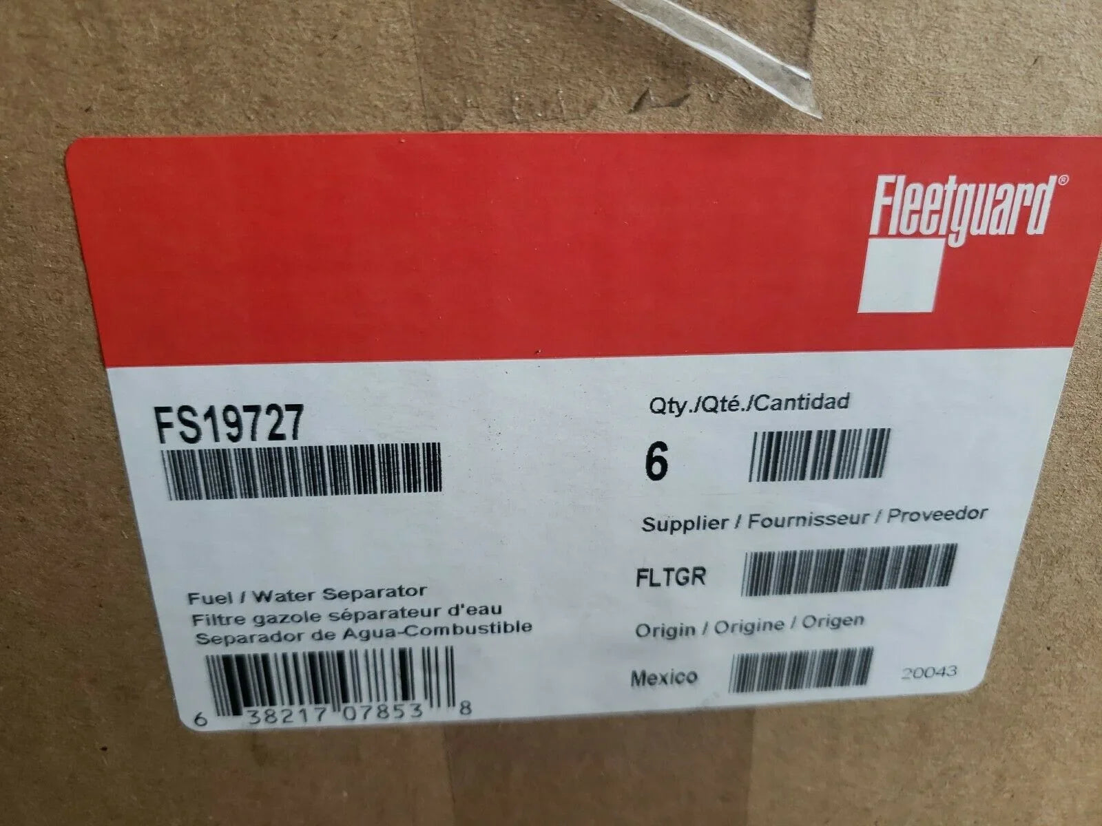 Genuine Fleetguard  Fuel/Water Separator Free Shipping (Pack of 6)