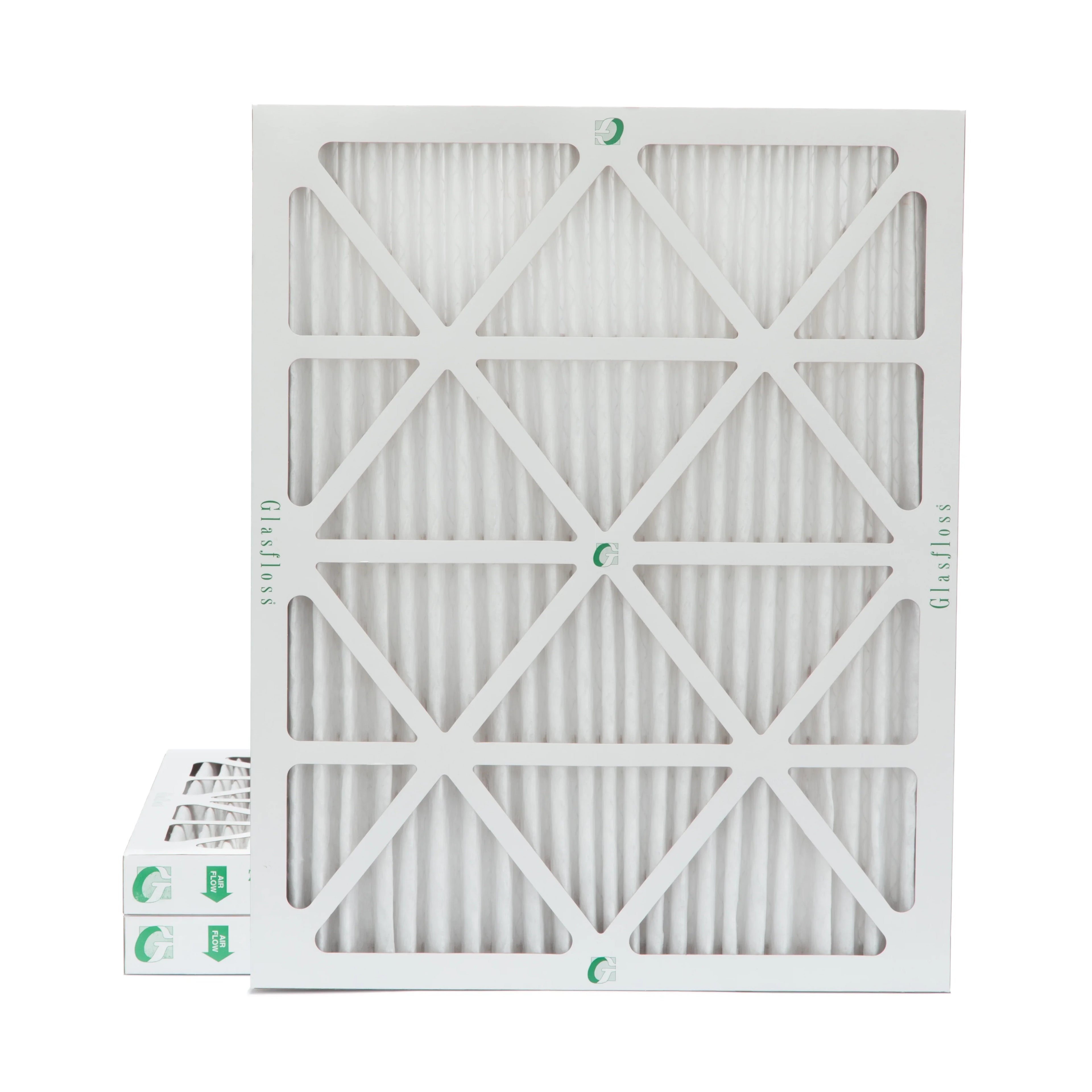 3 Pack of 18x24x2  10 Pleated 2" Inch Air Filters by Glasfloss. Actual Size: 17-1/2 x 23-1/2 x 1-3/4