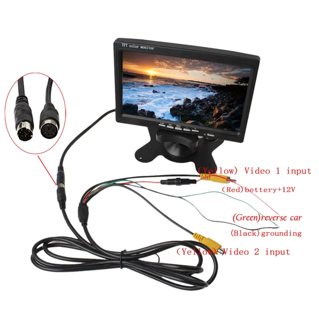 moobody 7 Inch  Monitor Display Screen  Car Screen Monitor  1024x600 Display  Input Built-in Speaker For Trucks Bus  Trailer Reverse Rear View Backup Camera
