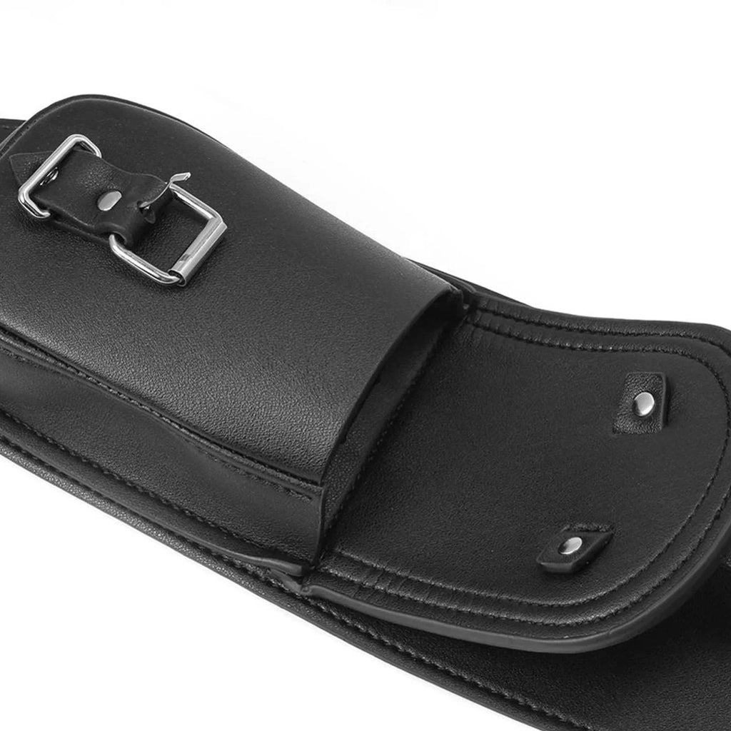Fuel Tank Cover Bag Panel Cover Bag, Easy to Install ,Black Small and Portable Accessory Retro  Leather Console Center Pouch Tool Bag