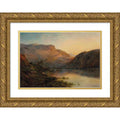 Alfred de Bréanski 18x13 Gold Ornate Wood Frame and Double Matted Museum Art Print Titled - The Evening Glow, Vale of Eagle, Loch Lomond