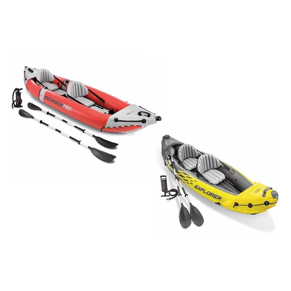 Intex 2 Person Vinyl Kayak w/ Oars & Pump & 2-Person  Kayak w/ Oars Air Pump