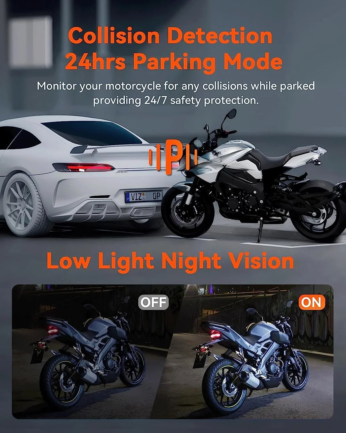 Vantrue  Motorcycle 4K Dashcam (4K + 1080P)  | WiFi | Parking Mode (No  Card)