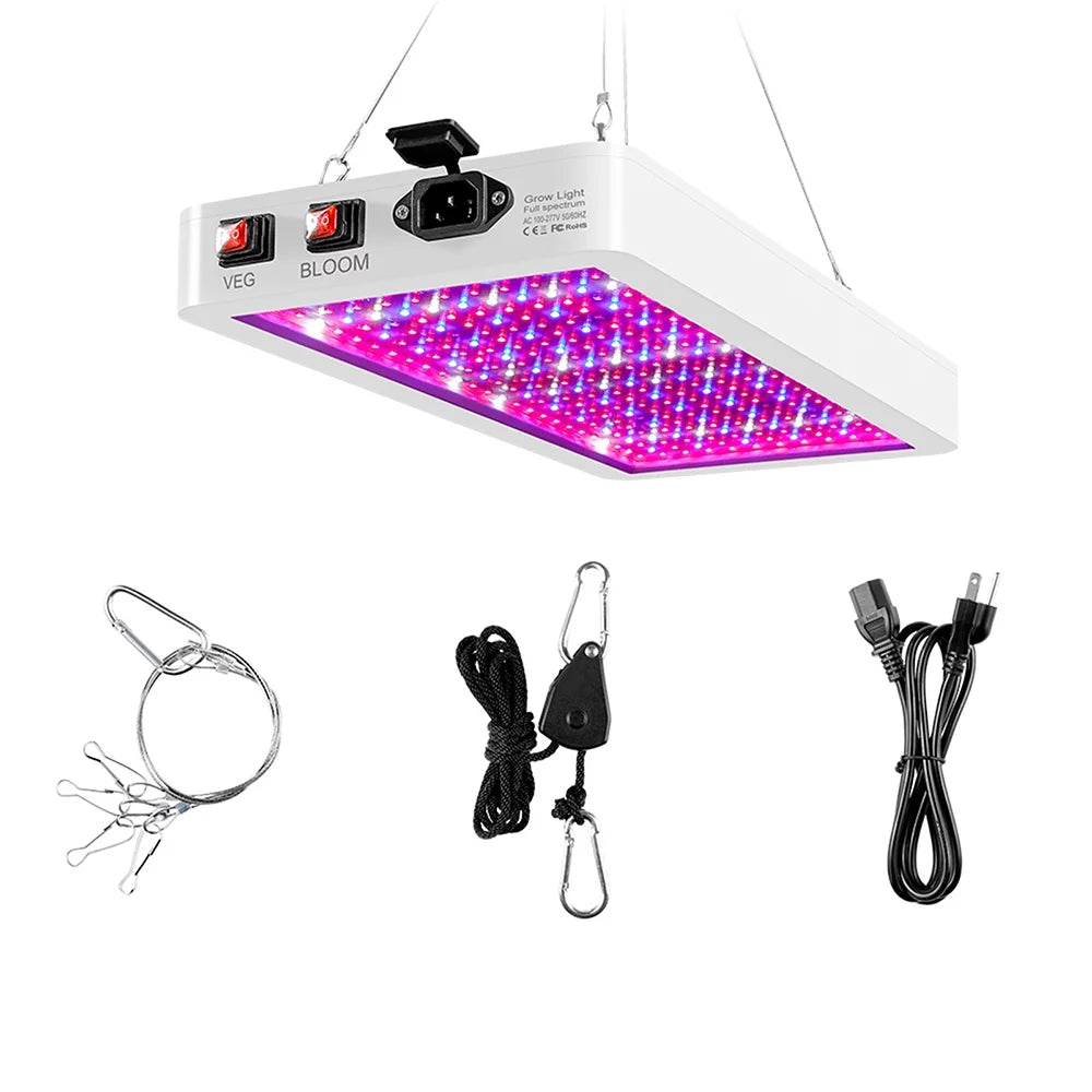 2000W  Grow Light for Indoor Plants 312 LEDs Full Spectrum Veg and Bloom Dual Switch  Waterproof Hanging Plant Growing Lamps for Seedlings Flowers Greenhouse