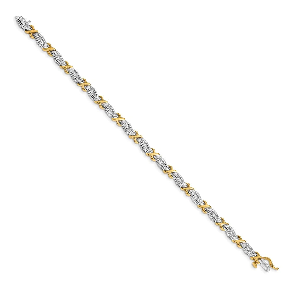 14k Two-Tone 1ct. Baguette Diamond Bracelet -100-