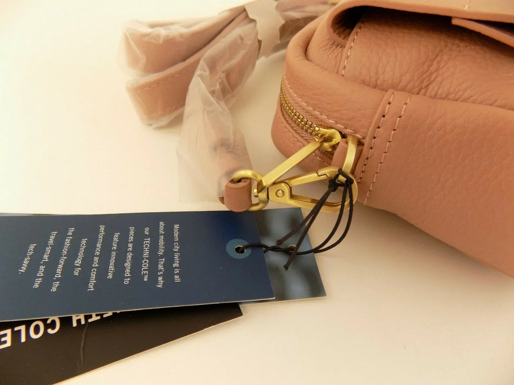 Kenneth Cole New York Christie Crossbody Handbag Leather Gold Zip Dark Pink