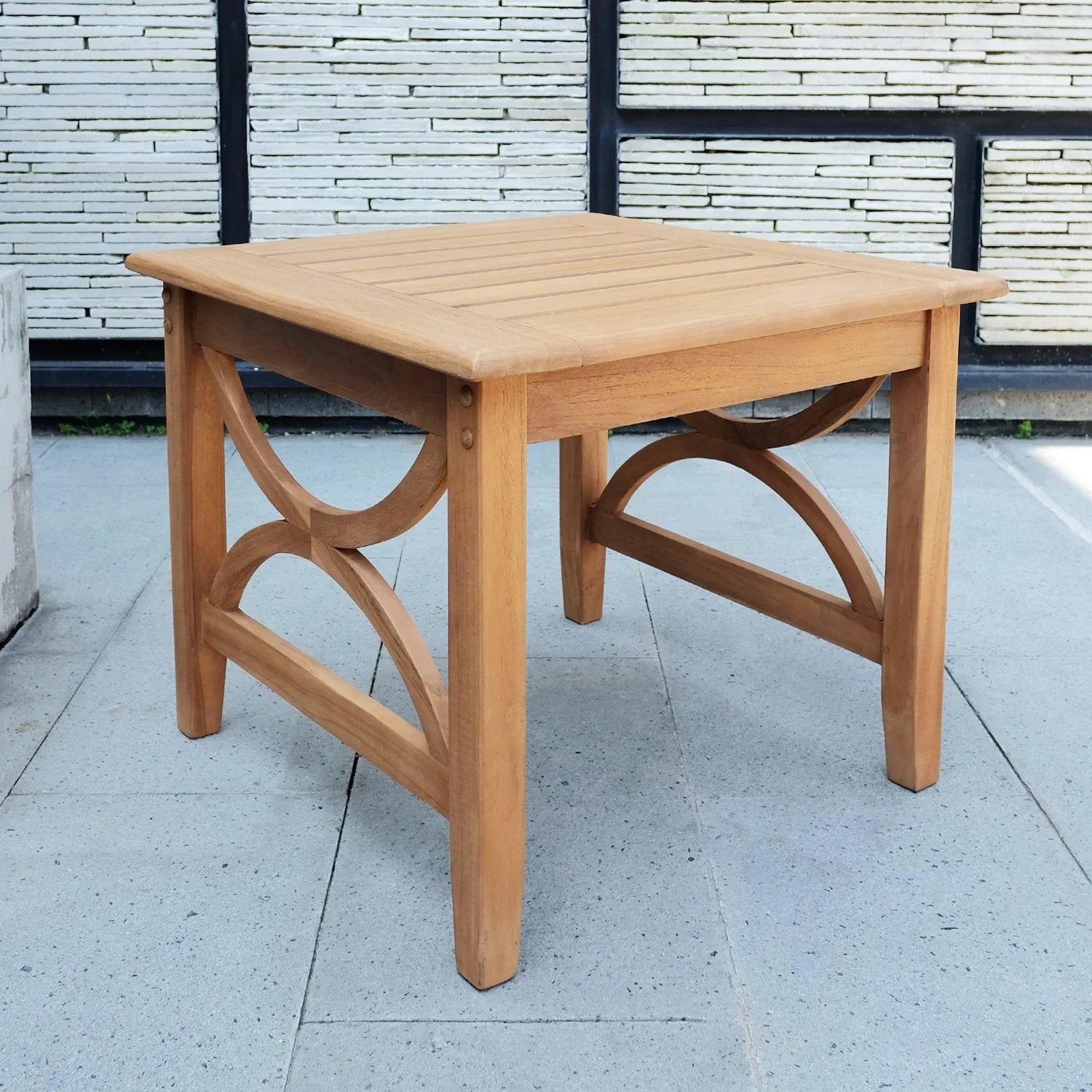 Cambridge Casual  Lowell Teak Patio Side Table Weathered Gray