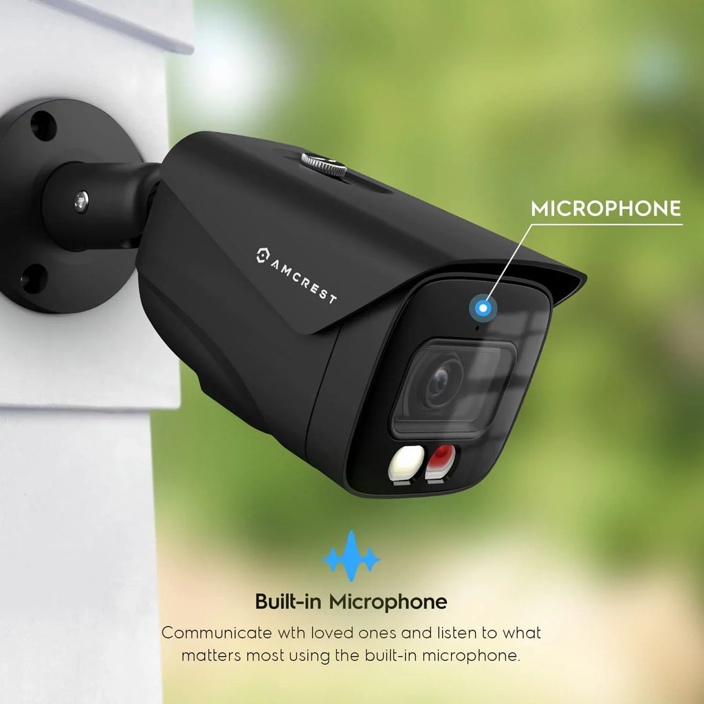 Amcrest 4K  PoE  Camera UltraHD 8MP Security Outdoor Camera,  129°, 49ft Color Nightvision, Human & Vehicle Detection,  Weatherproof, 4K (3840x2160) @15fps, Black, -2796EB-