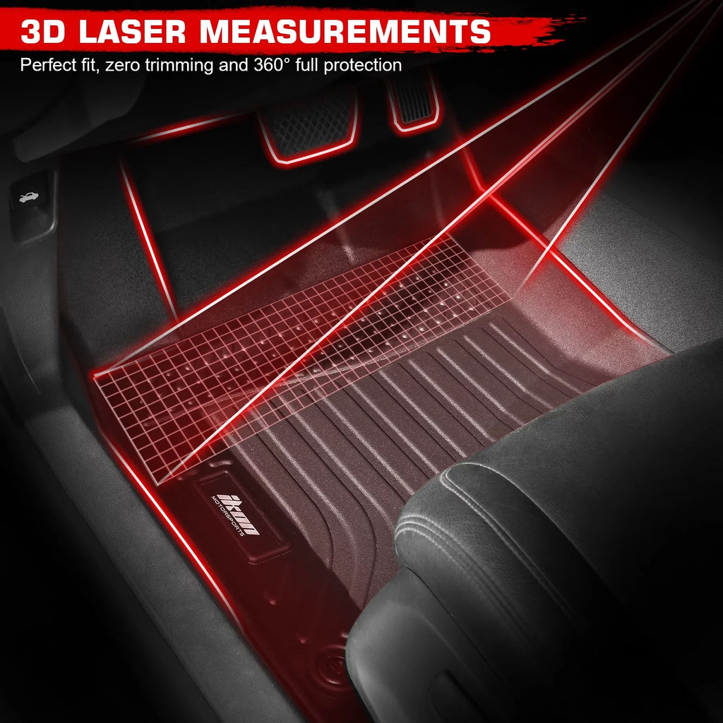 Ikon Motorsports 3D  Floor Mats + Trunk Mat, Compatible with 2022-2024 Honda Civic Black All Weather Waterproof Anti-Slip Floor Liners Front & 2nd Row Full Set Interior Storage Cover Accessories