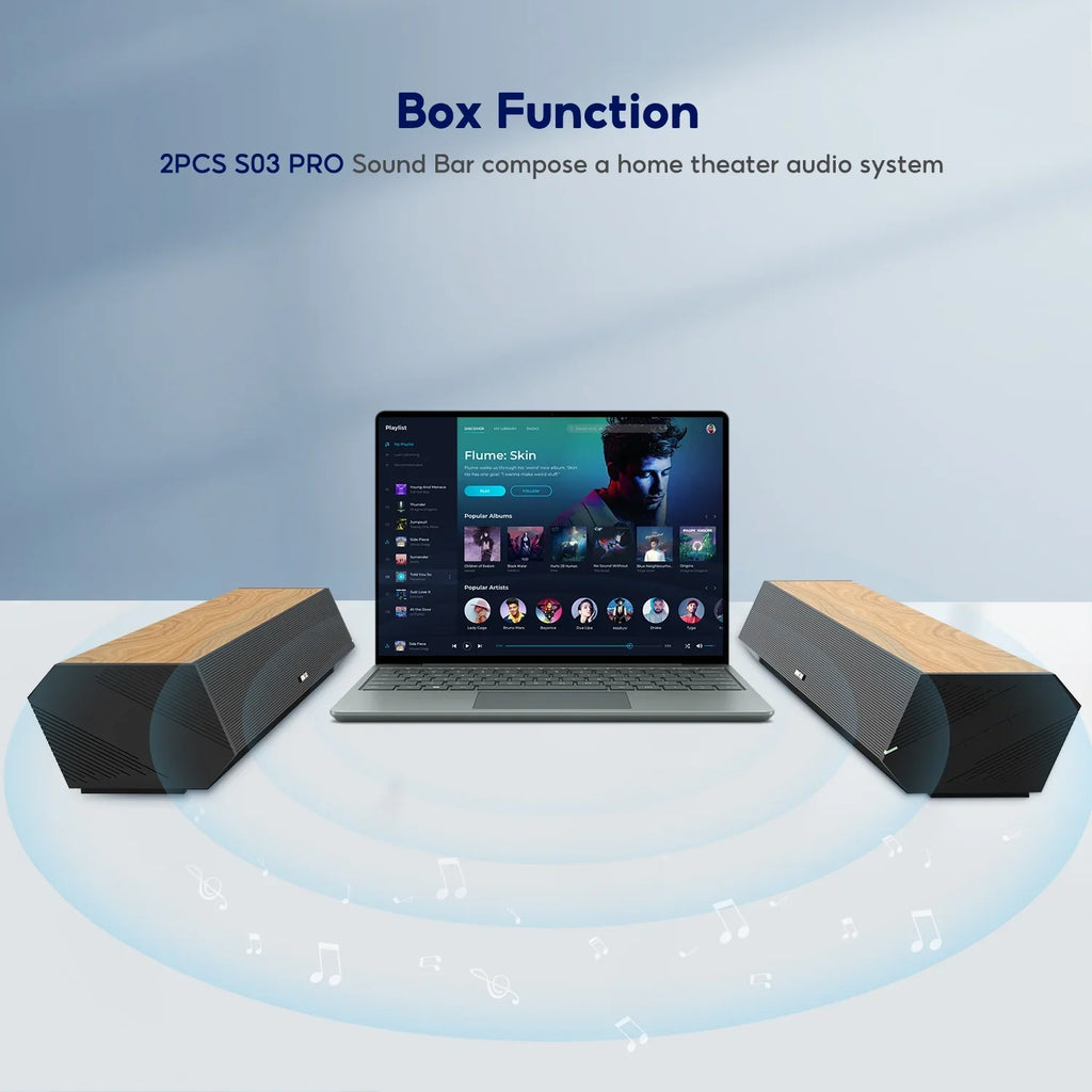 Soundbar 28-Inch 60W with -, Bluetooth 5.0, Optical Coaxial   Connection, 4 Speakers, 3 EQs, 110dB Surround Sound Bar Home Theater Audio Soundbar System for