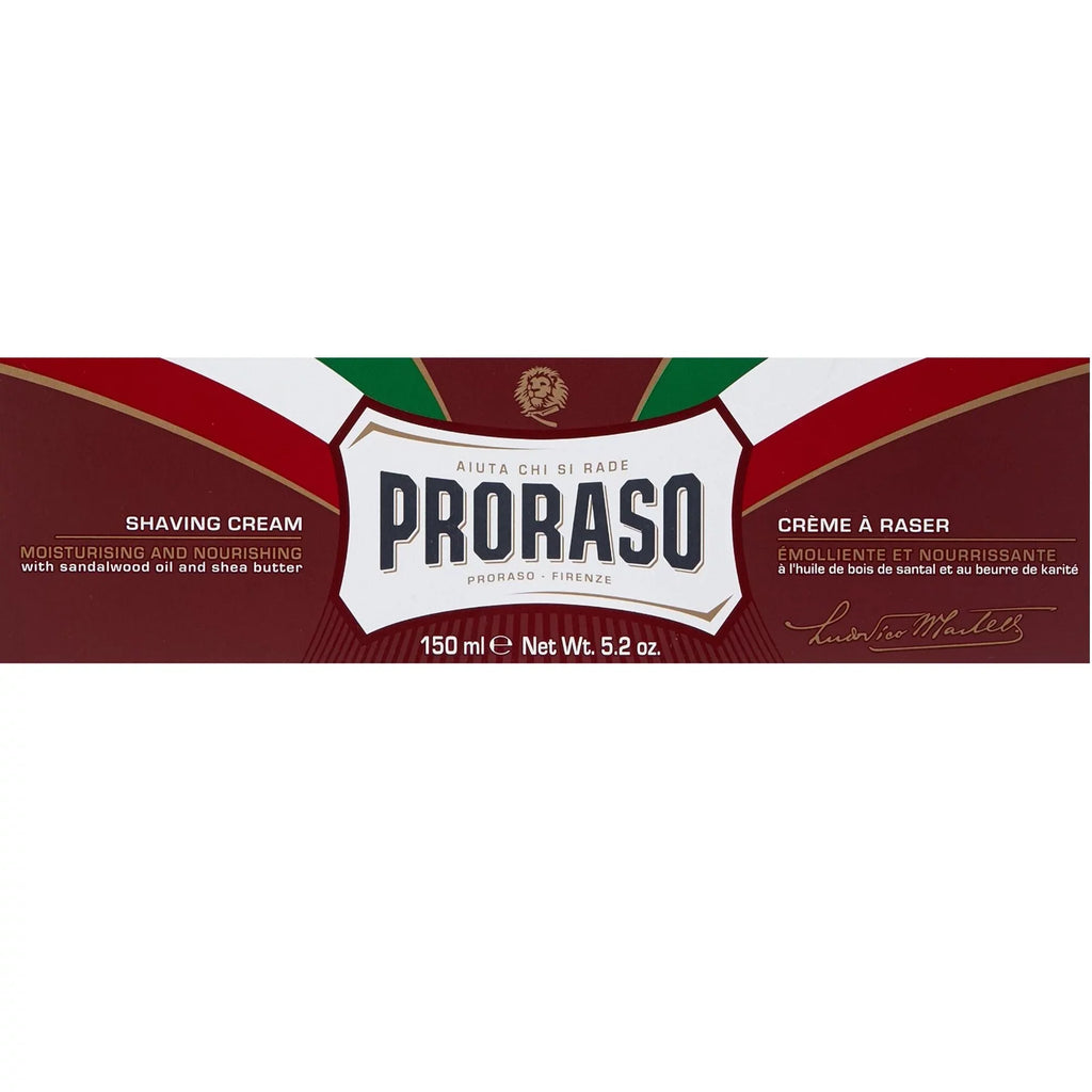 Proraso Shaving Soap Cream Sandalwood Shea Butter Sapone Da Barba in for Coarse Beard 150ml tube -  3 Pack