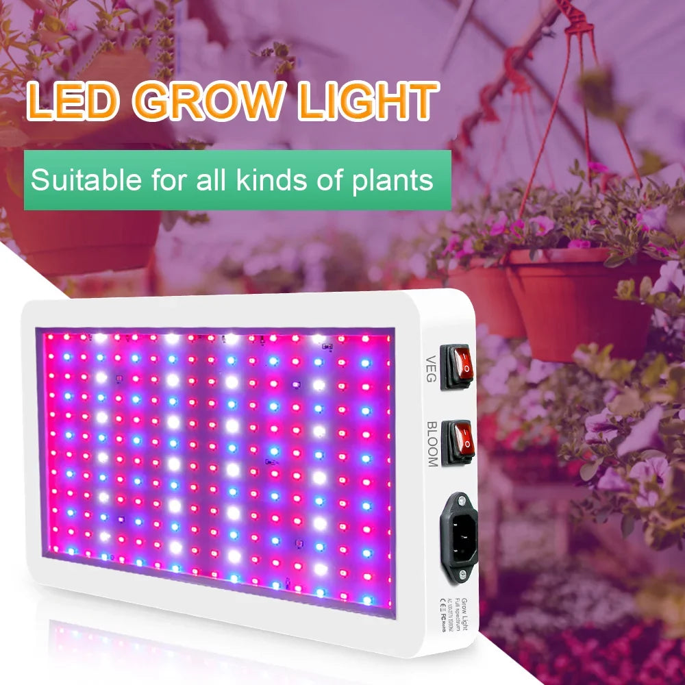 2000W  Grow Light for Indoor Plants 312 LEDs Full Spectrum Veg and Bloom Dual Switch  Waterproof Hanging Plant Growing Lamps for Seedlings Flowers Greenhouse