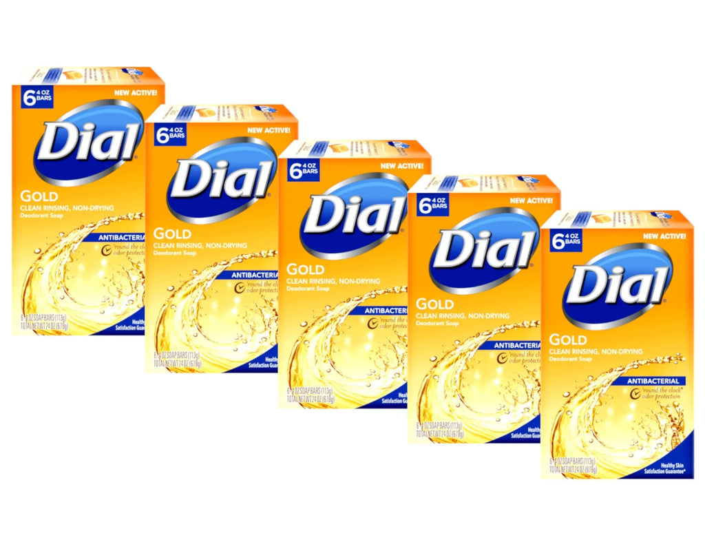 Dial Gold Antibacterial Soap 4 Ounce Bars, 6 Count - Pack of 5