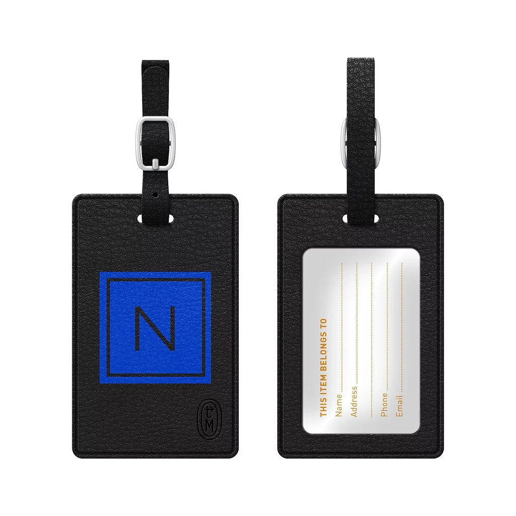 Centon  Monogram Leather Bag Tag Inversed Black Marine  --