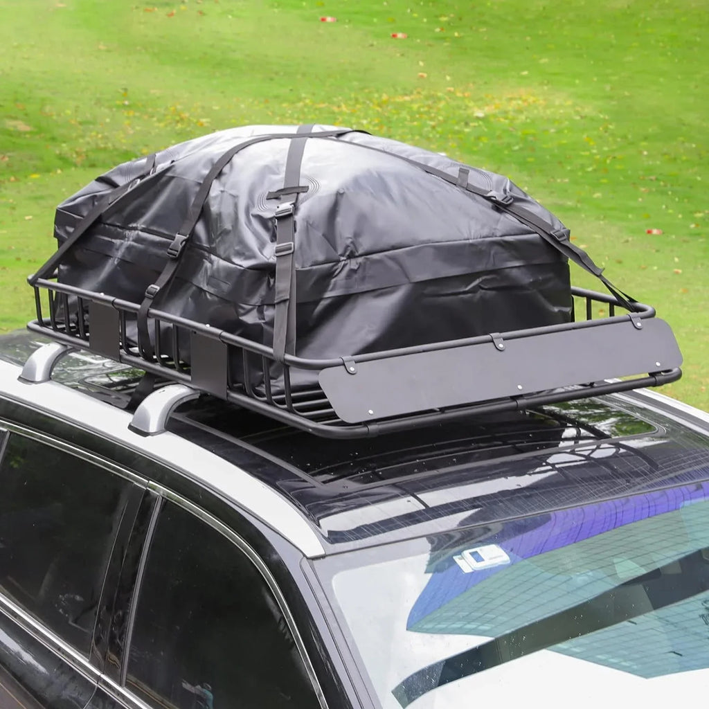 Thten Heavy Duty 64"x 39" Roof Rack, Rooftop Cargo Carrier Basket with Waterproof Bag, Tie Down Strap, Net, Rack Extension and Car Top Luggage Holder for , 150lb Capacity, Steel Construction