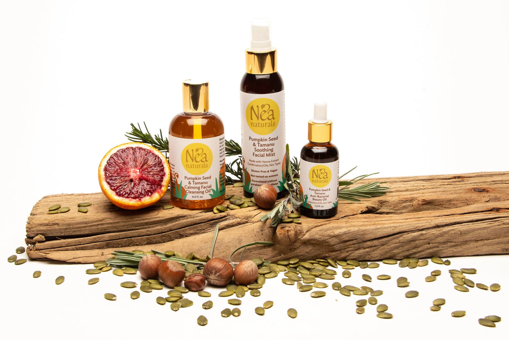 Nea Naturals Skincare Facial Kit - Pumpkin Facial Cleansing Oil , Facial Mist & Beauty Facial Oil - Anti-Aging Hydrating Skin Care Facial Kit - 3 Piece Facial Kit