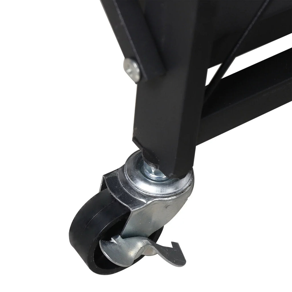 Miumaeov 3-Tier Kitchen Foldable Metal Rolling Trolley Cart Movable Utility Rack Storage Shelves Holder with Wheel (Black)
