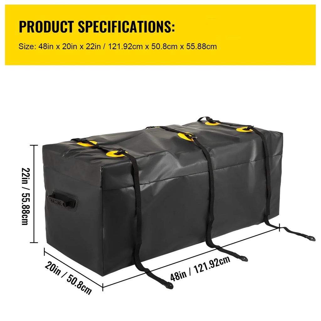 Hitch Cargo Carrier Bag, Waterproof 840D , 48"x20"x22" (12 Cubic Feet), Heavy Duty Cargo Bag for Hitch Carrier with Reinforced Straps, Fits Car Truck  Vans Hitch Basket