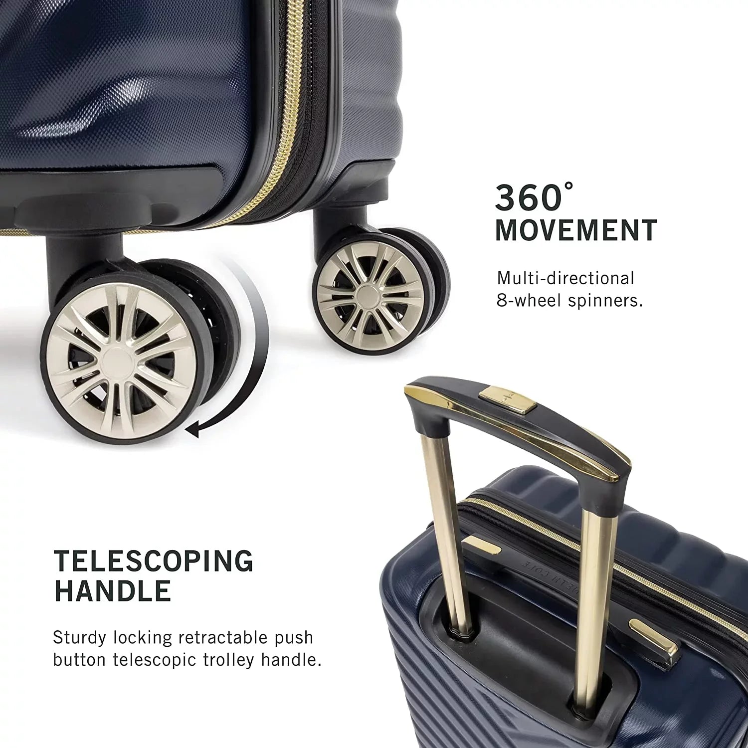 Kenneth Cole  Madison Square Lightweight Hardside Chevron Expandable Spinner Luggage, Navy, 28-Inch Checked 28-Inch Checked Navy