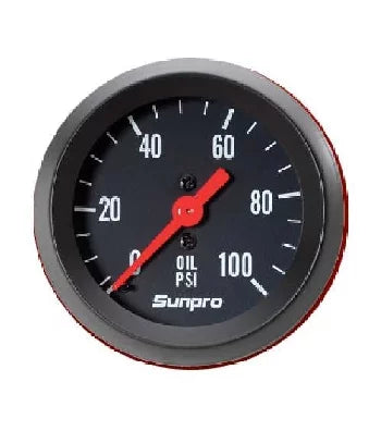 2" Mechanical Oil Pressure Gauge 0-100  Black / Black Bezel New Sunpro