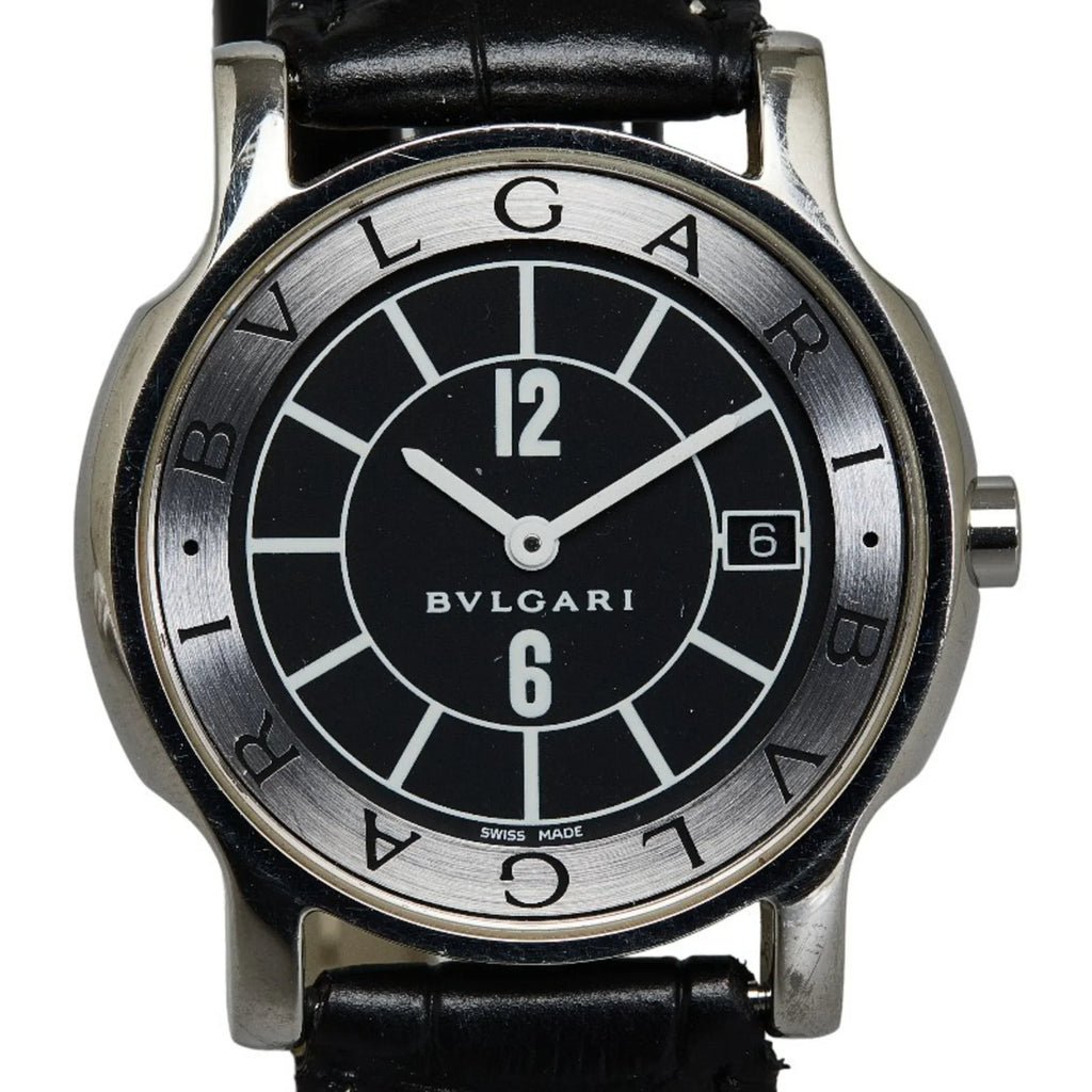 Pre-Owned  Solotempo Leather (non-original) Watch  Quartz Black Dial Stainless Steel Women's (Good)
