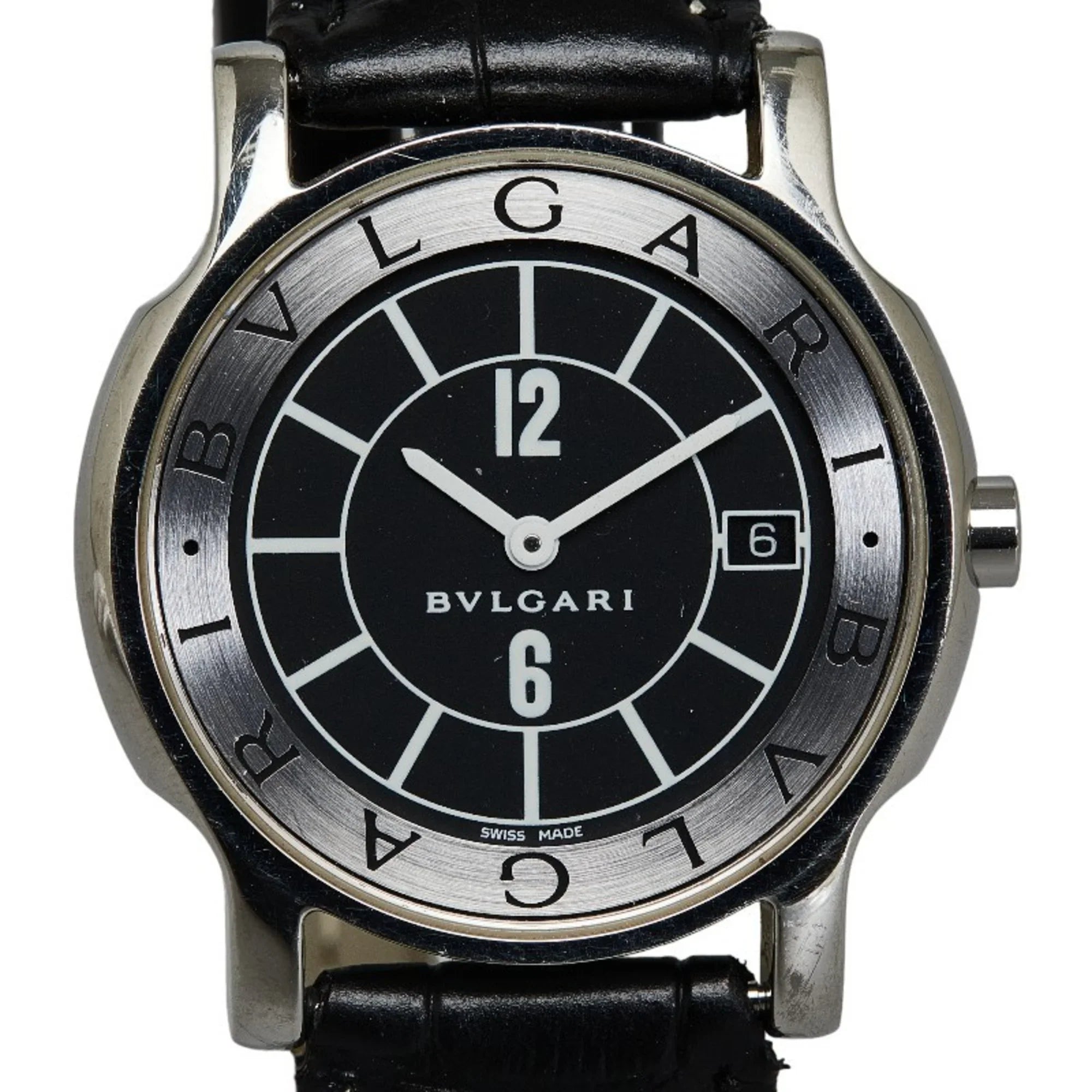 Pre-Owned  Solotempo Leather (non-original) Watch  Quartz Black Dial Stainless Steel Women's (Good)