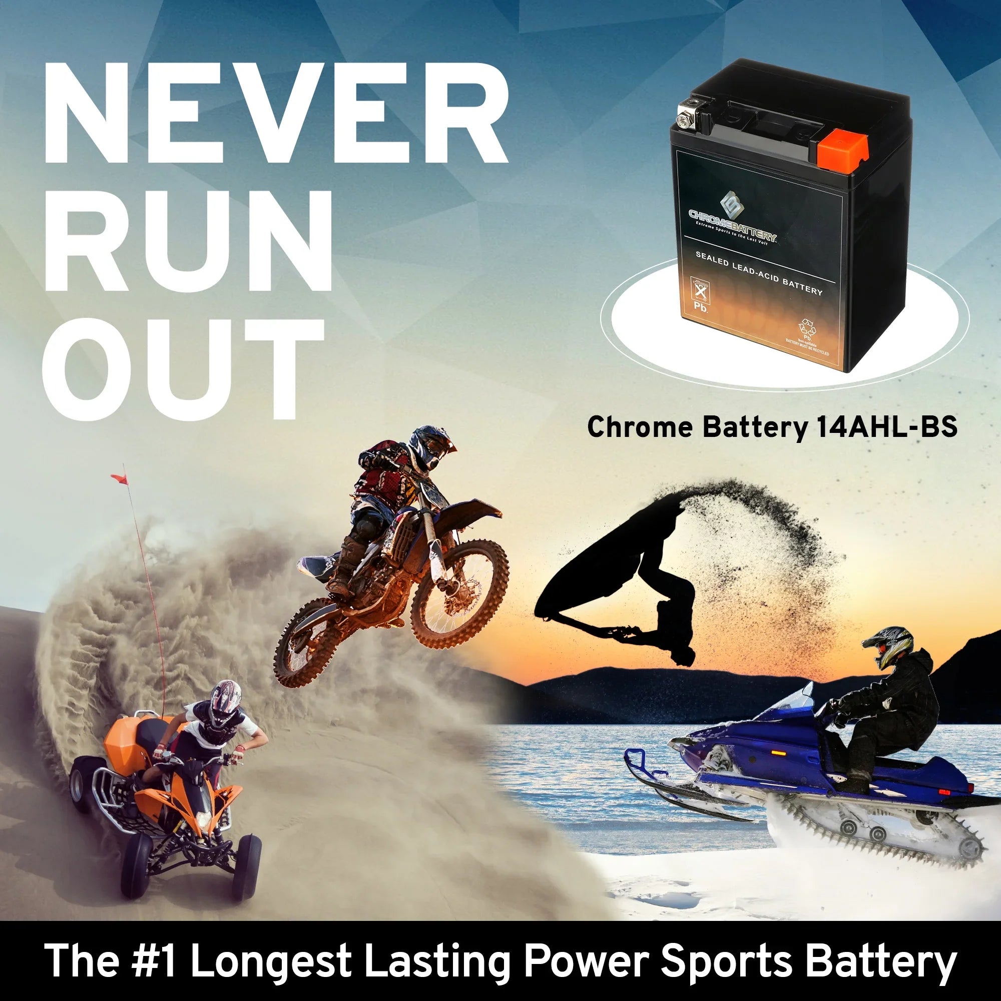 Chrome Battery - (14AHL- 12 Volt,12 Ah, 210 ) Motorcycle Battery for Suzuki 750cc Gsx-r750 1988