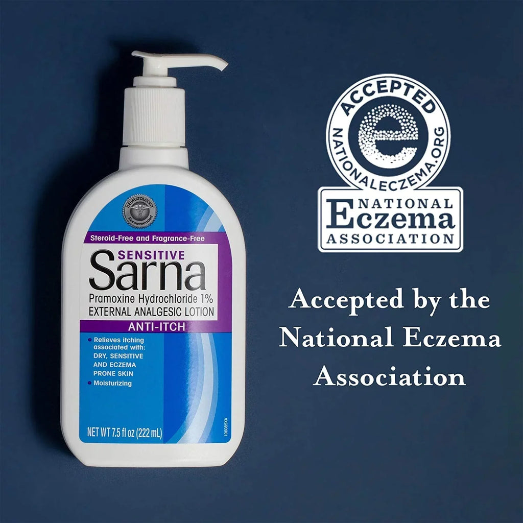 Sarna Lotion Anti-Itch Sensitive Skin Pramoxine Hydrochloride, External Analgestic Lotion  7.5 oz