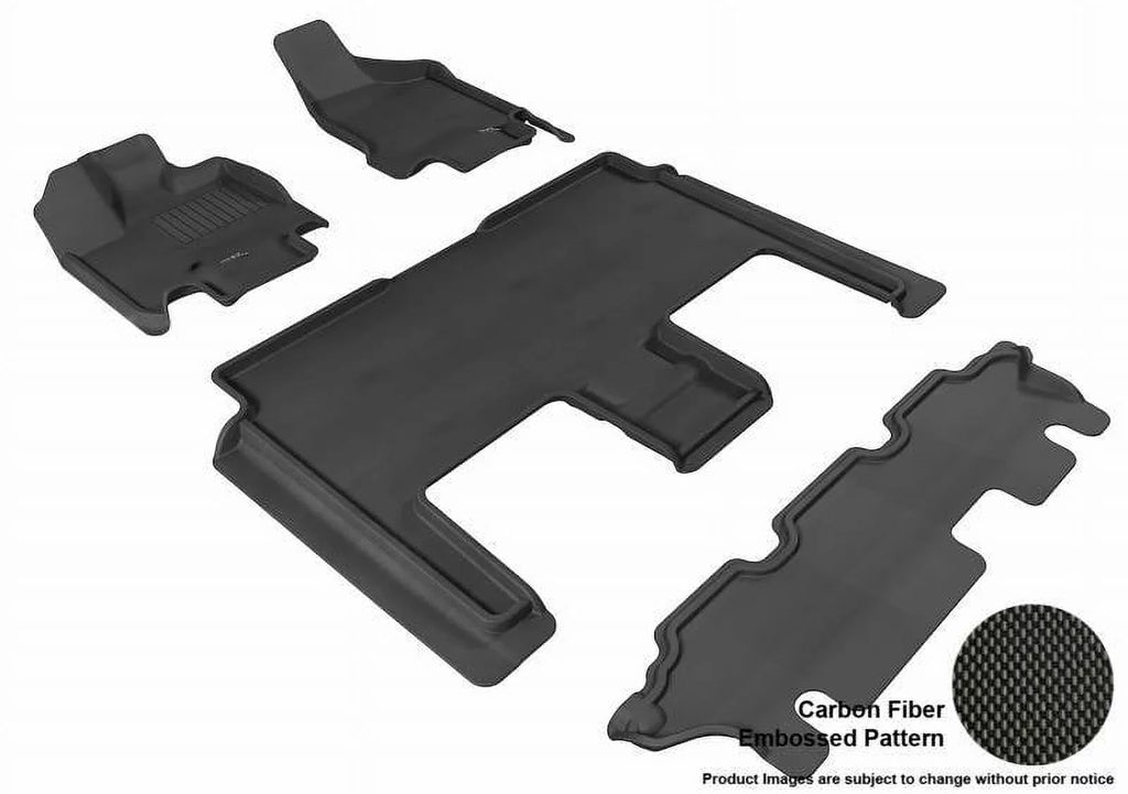 3D MAXpider 2008-2020 Fits Dodge Grand Caravan 1st Row 2nd Row 3rd Row Kagu Carbon Fiber Embossed Pattern Black Floor Mat