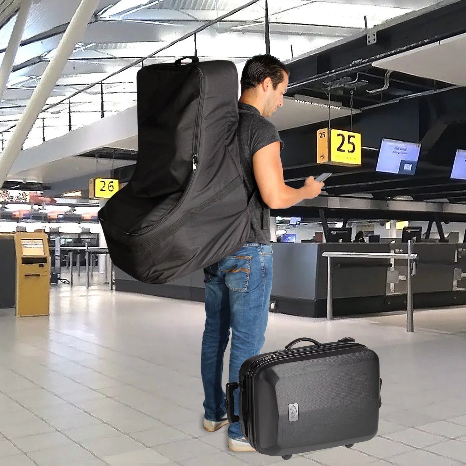 Car Seat Travel Bag, Black, Universal