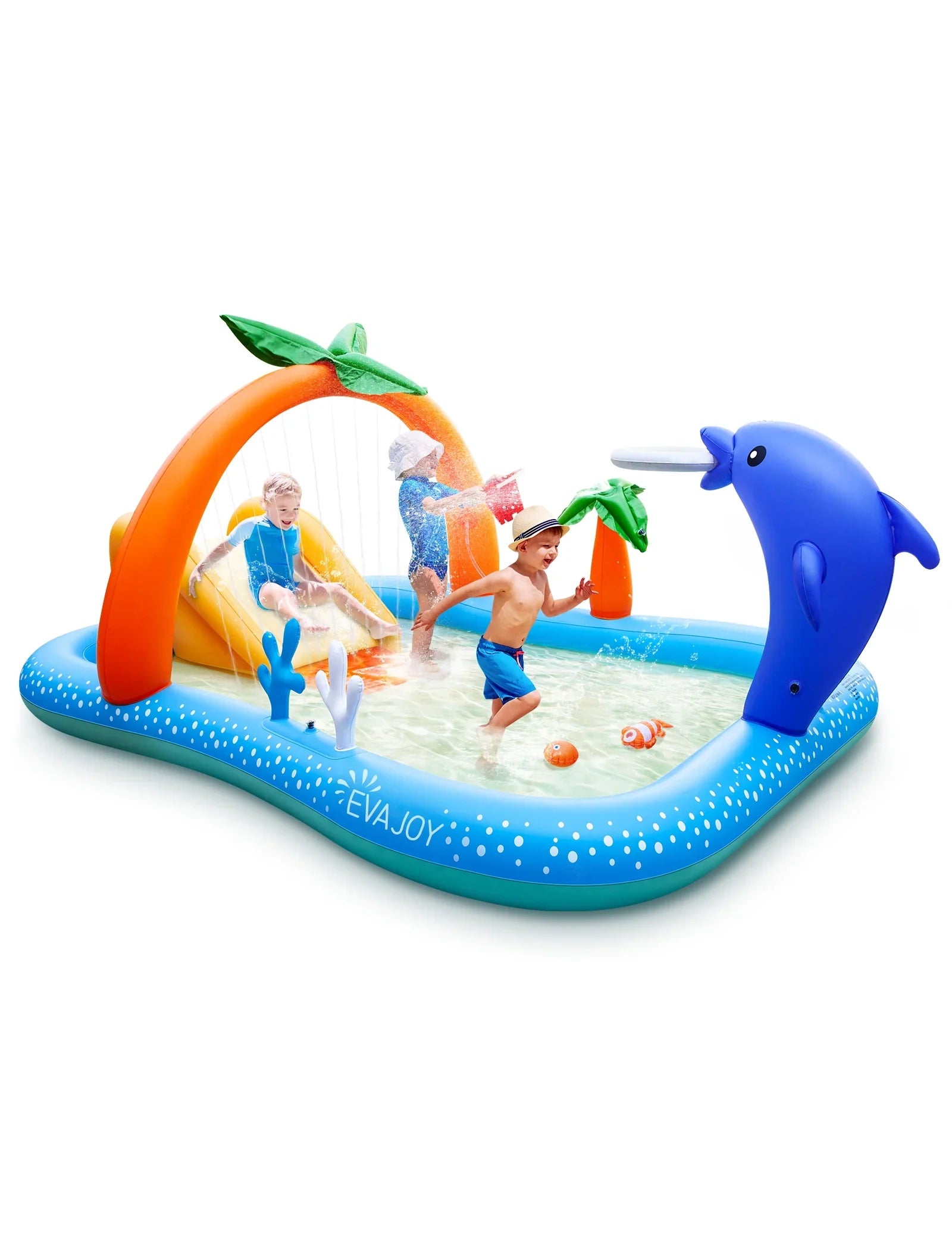 Sable Inflatable Pool, 95 x 75 x 40in Rectangular Swimming Pool for Toddlers, Kids, Family, Above Ground, Backyard, Outdoor
