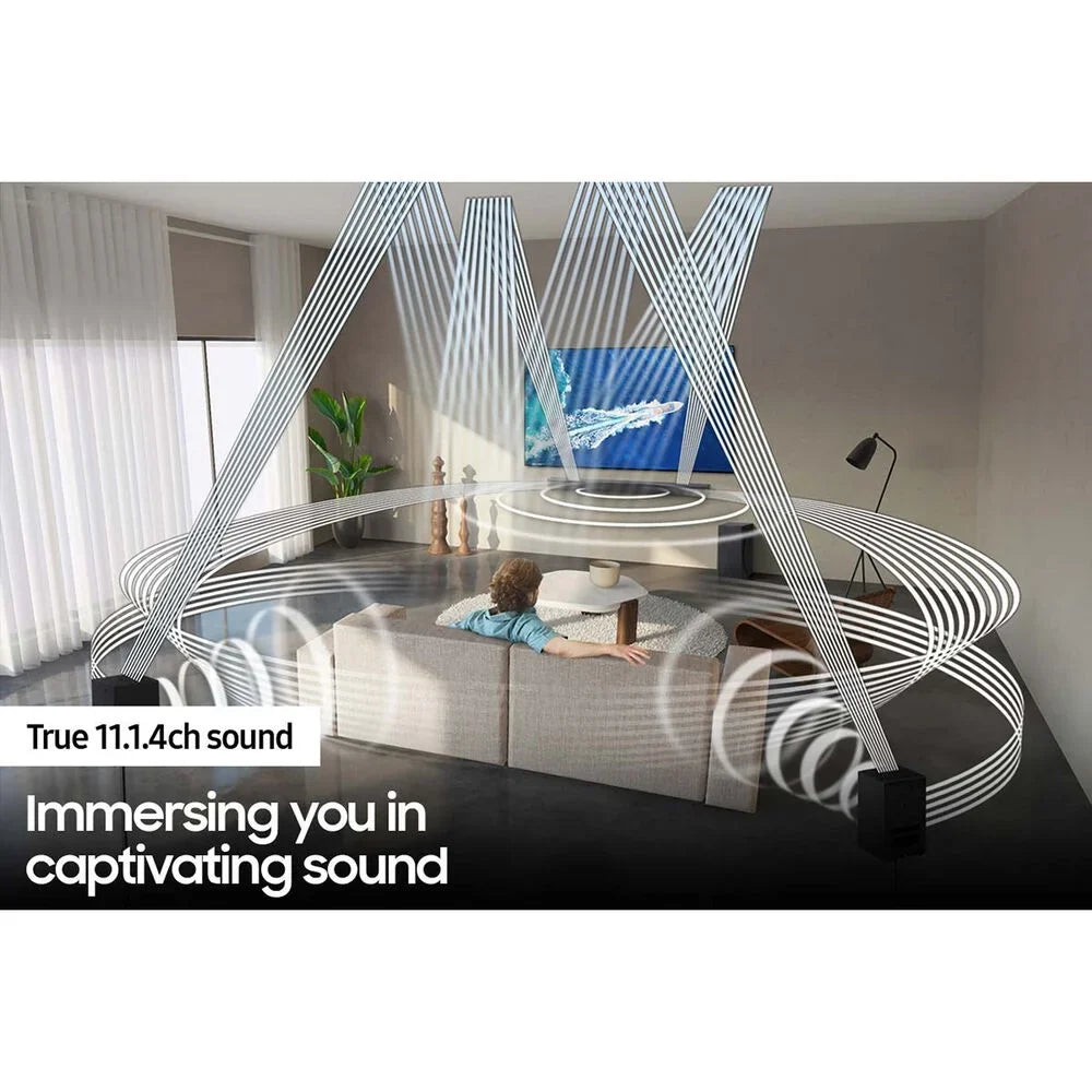 Restored Samsung - -/ 11.1.4ch Soundbar with Wireless Dolby Atmos / : and Rear Speakers - Black [Manufacturer Refurbished]