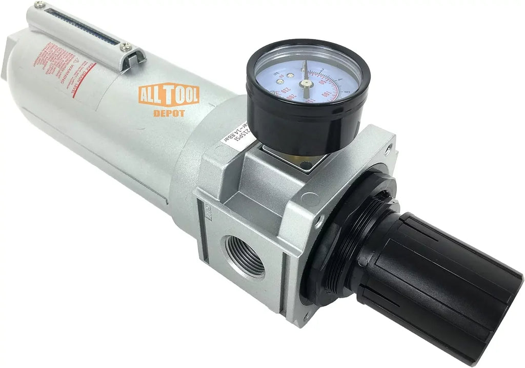 Compressed Air In Line Filter Regulator Combo Piggyback, Metal Bowl, 5 Micron , Adjustable From 7 To 175  ( )