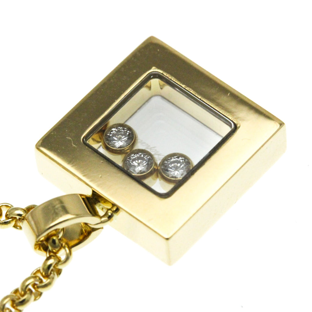 Pre-Owned Chopard Happy Diamonds Square Necklace 79/3210 Yellow Gold (18K) Diamond Men,Women Fashion Pendant Necklace (Gold) (Good)