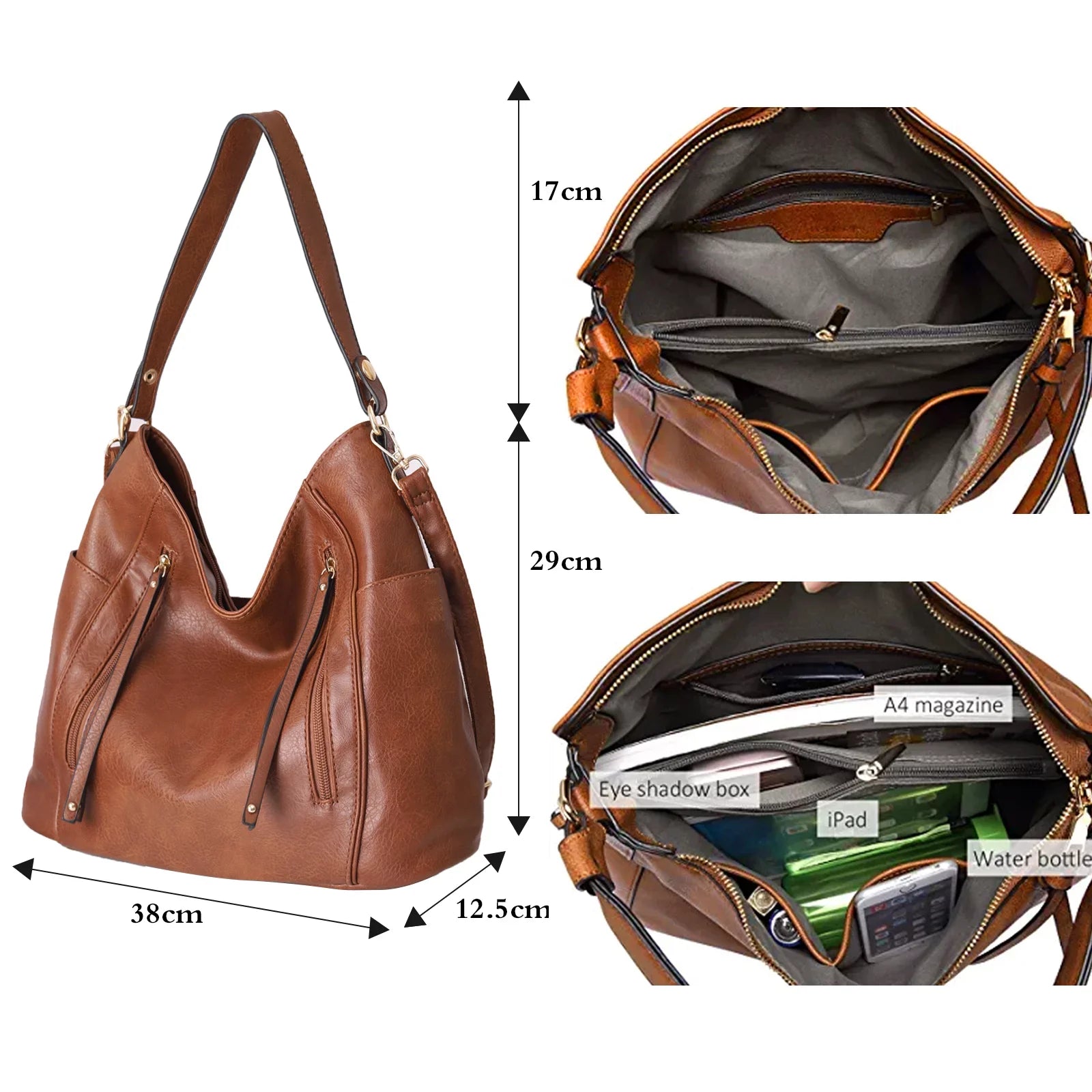 Women's Hobo Purse Vegan Leather Handbag Fashion Cross Shoulder Bag (Birthday, Valentine's Day, Mother's Day, Christmas, Graduation Gift)