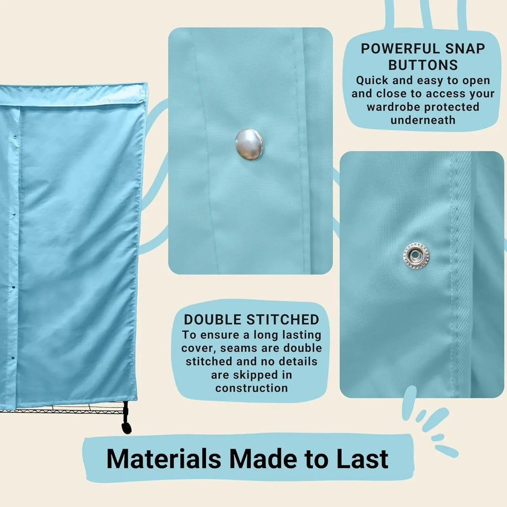 Portable Garment Rolling Rack Cover - Your Clothes From Dust Keep Your Room Looking Organized In Glacier Blue (Cover ) (48"  18"  75")