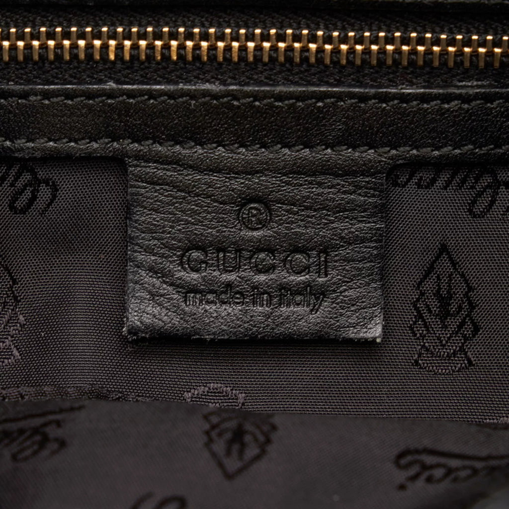 Pre-Owned Gucci Ribbon Handbag Hobo Bag 189885 Black Patent Leather Ladies  (Good)