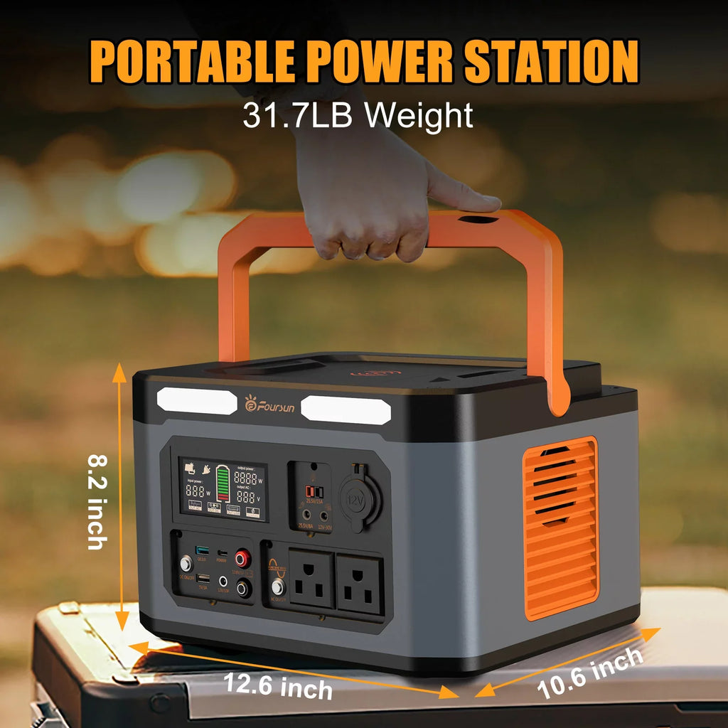 Foursun 1500W(3000W Peak) Portable Power Station,1598.4Wh with 2 x 1500W  Outlets ,Wireless charge, 65W,Solar Generator for Home Backup, Emergency, Camping