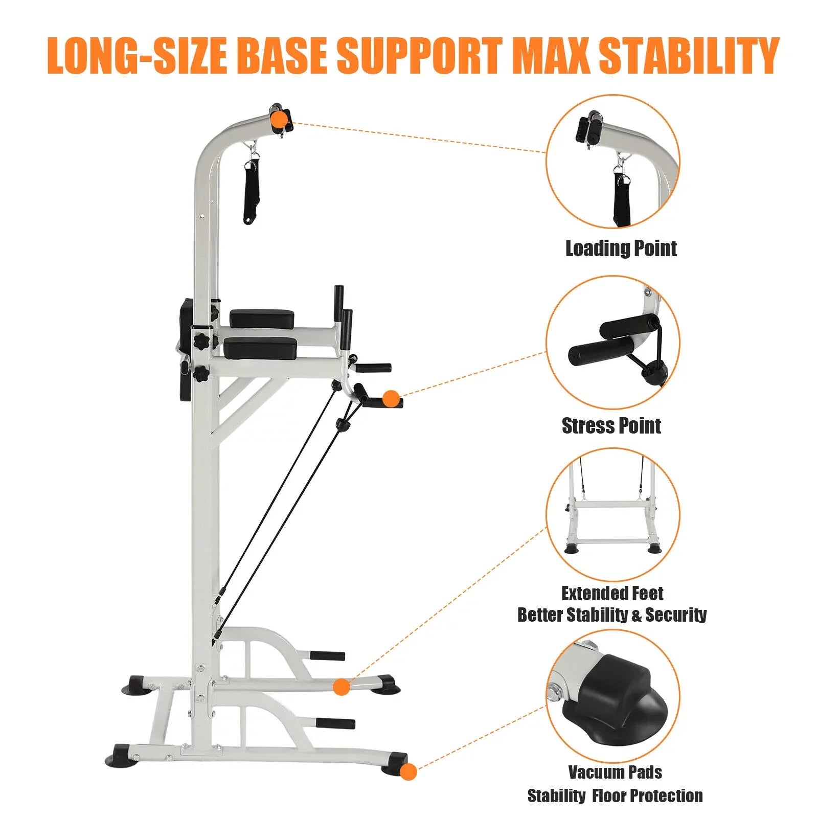 Power Tower Home Gym Power Station Sit Ups and Pull-Up Bar Height Adjustable