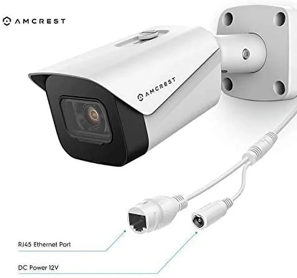 2-Pack Amcrest UltraHD 4K (8MP) Bullet   Camera, 3840x2160, 131ft NightVision, 2.8mm Lens,  Weatherproof, MicroSD Recording, White (2PACK--2496EW)