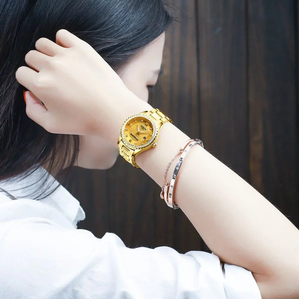 2022 New Gold Watch Women Watches Ladies Creative Steel Women's Bracelet Watches Female Waterproof Clock Relogio Feminino