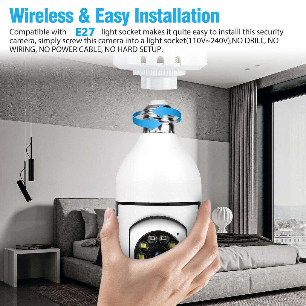 Toner -Party 4 Pack Light Bulb Security Cameras, 2.4G & 5G Wifi Security Camera, Wireless Security Camera Outdoor, 1080P  Outdoor Cameras for Home Security, 360° Wide Viewing, Night Vision