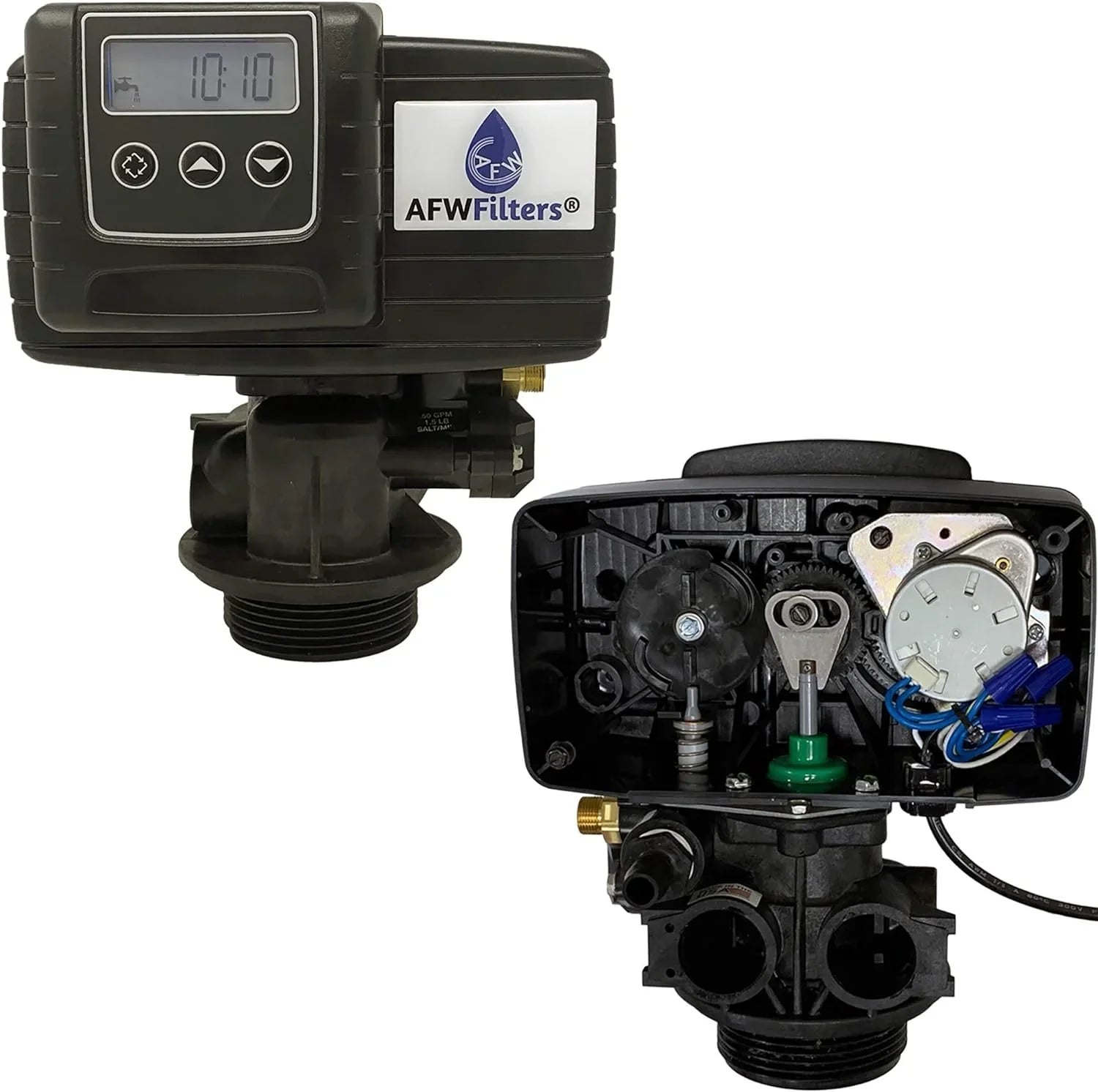 AFWFilters 2 cubic Foot 64k Whole Home Iron Pro Water Softener with Fine Mesh Resin,1" Stainless Steel  Connection, and Black Tanks