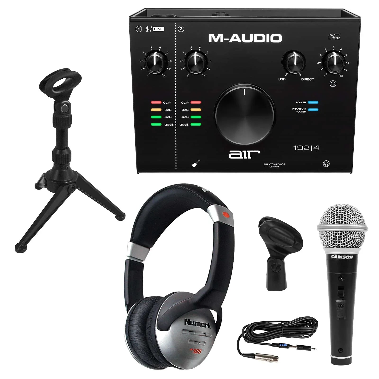 '-Audio  192 | 4 2-In/2-Out 24/192  Audio Interface with Microphone & Numark Headphones Package