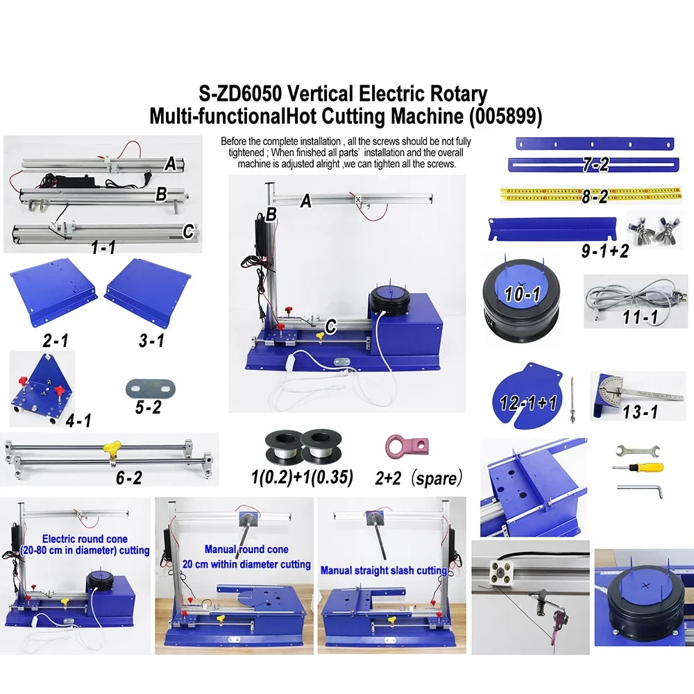 PreAsion Vertical Electric Rotary Molti-functional Hot Cutting Machine Tabletop Hotwire Cutter 110-220V