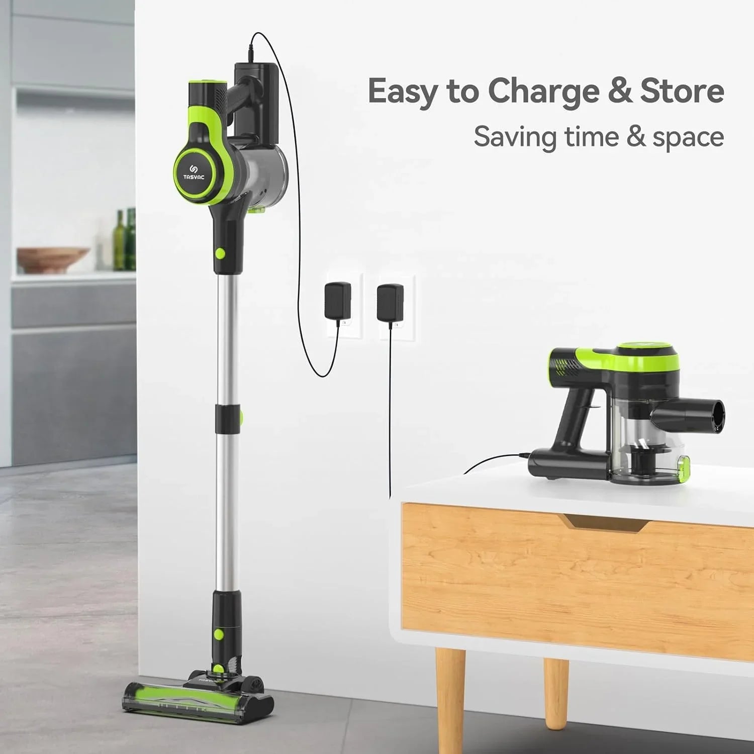 Cordless Vacuum Cleaner, 6-in-1 Cordless Vacuum, 28KPa Powerful Battery Stick Vacuum Rechargeable Vacuum 2200m--h Up to 45 Mins, Lightweight Vacuum Cleaner for Home Carpet and Floor Pet Hair